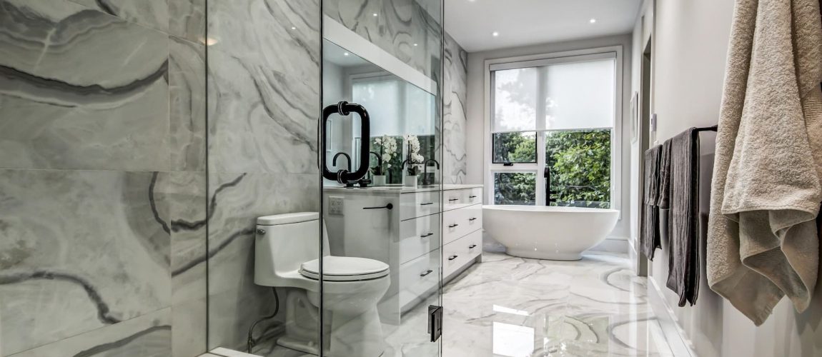 Amazing Bathroom with Walk in Shower and Freestanding Bathtub - Bathroom Renovations Toronto