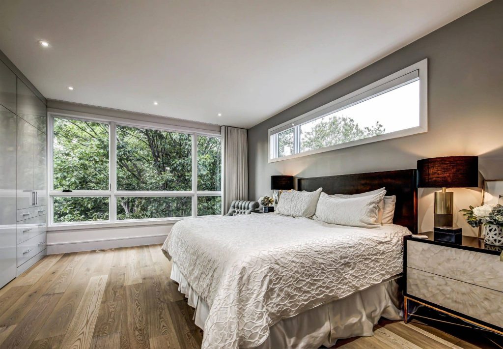 Custom White Closet in Modern Bedroom -Interior Designers
