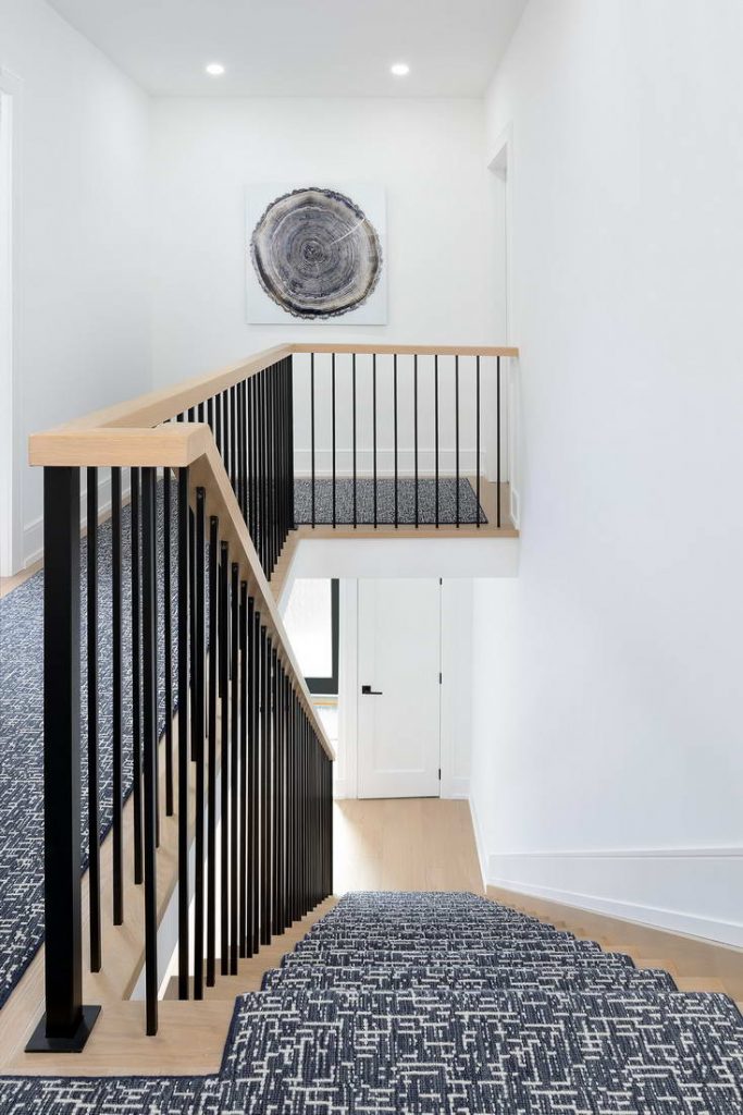 second floor staircase with custom carpet - home renovation Toronto